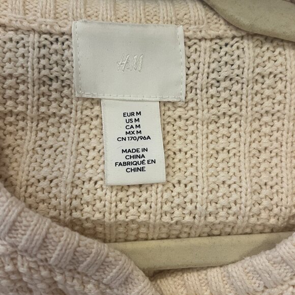 H&M Cream Short Textured-knit Cotton Blend Cardigan - Picture 5 of 10